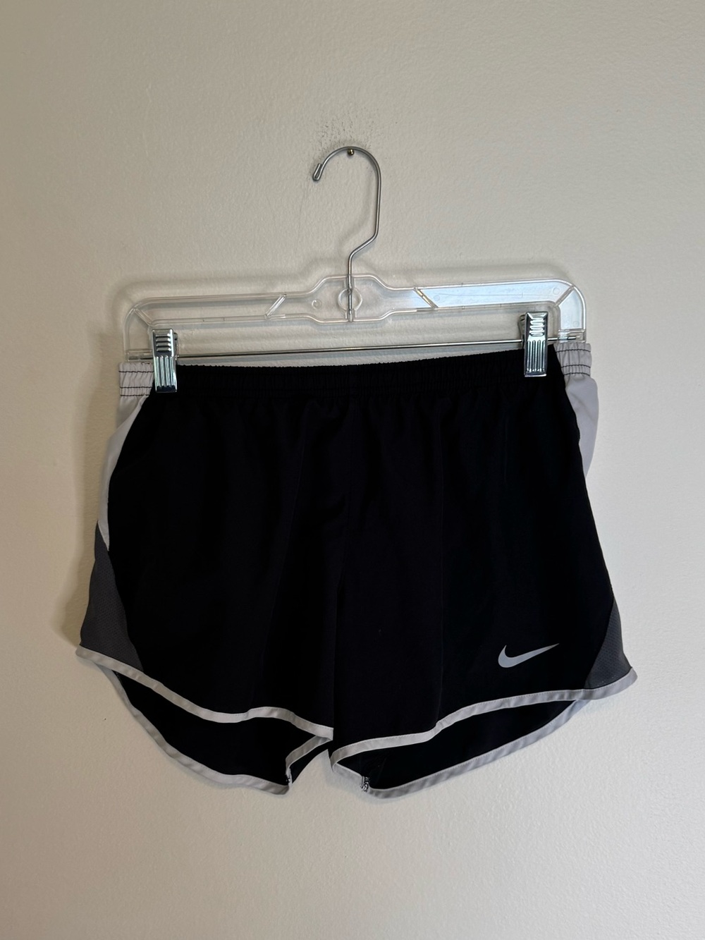 Nike dri fit Women's Black Running Shorts with white Trim | medium